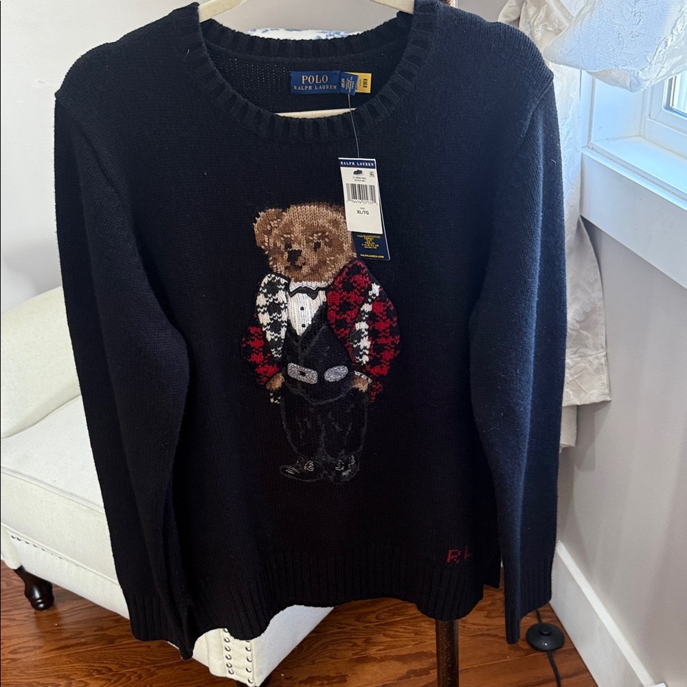 Polo Ralph Lauren Tuxedo Bear Embroidered Sweater - Picture 2 of 13